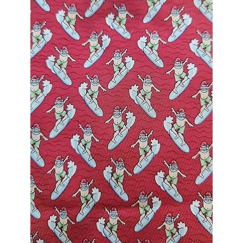 Vineyard Vines Silk Necktie Red Santa Surfing Holiday Christmas Vacation 58x3.75